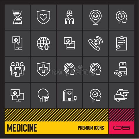 Medical Icons Set Healthcare And Medicine Thin Line Icons On Black