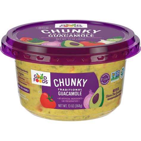 Good Foods Traditional Chunky Guacamole 13 Oz Tub Chips And Dips