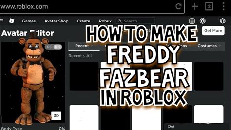 How To Make Freddy Fazbear From Fnaf In Roblox Youtube
