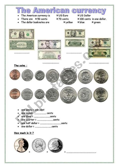 The American Currency Esl Worksheet By Fab976 Currency Esl