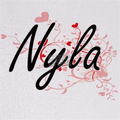 Nyla Artistic Name Design With Heart Throw Blanket By Tshirts Plus