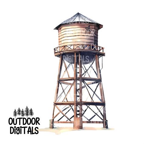 Old Water Tower Png Watercolor Water Tower Clipart Water Tower Wall