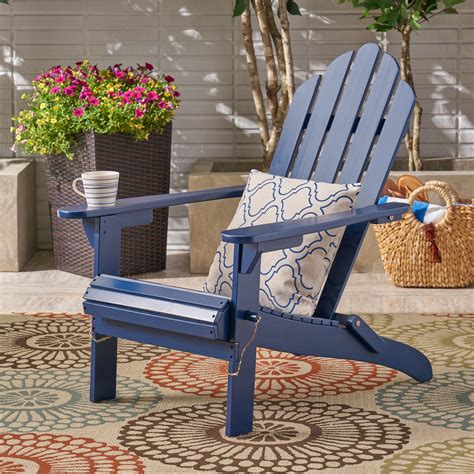 Harlee Outdoor Foldable Acacia Wood Adirondack Chair Blue Walmart Com