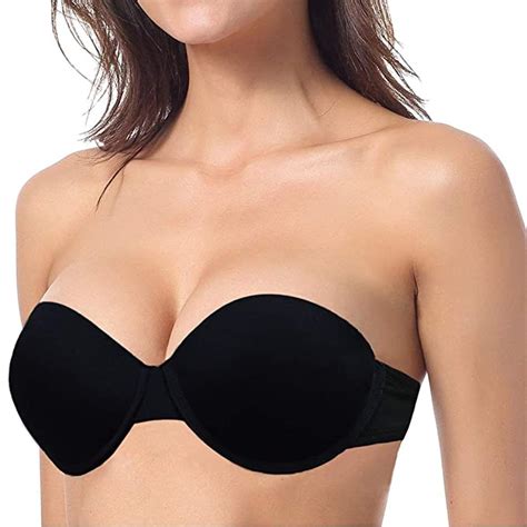 Strapless Padded Push Up Underwire Convertible Demi Bra With Clear Straps Backless For Dance