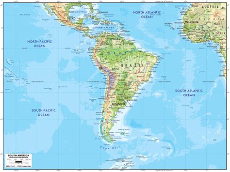 South America Physical Wall Map By Graphiogre Mapsales