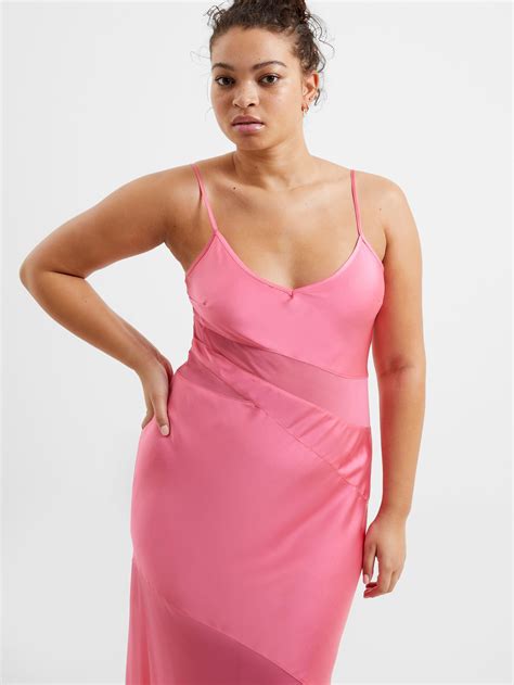 Inu Satin Strappy Maxi Dress Camellia Rose French Connection Us