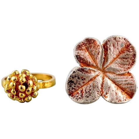Flora Danica Jewellery Two Rings Of Sterling Silver Gold Plated For