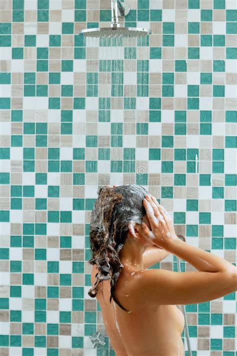 Photo Sexy Woman Shower Washing Long Hair Stock Photos Free Royalty