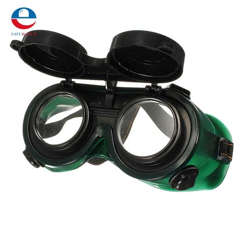 Durable Black And Dark Green Vinyl Resin Flip Up Welding Safety Goggle Protect Solder Welder