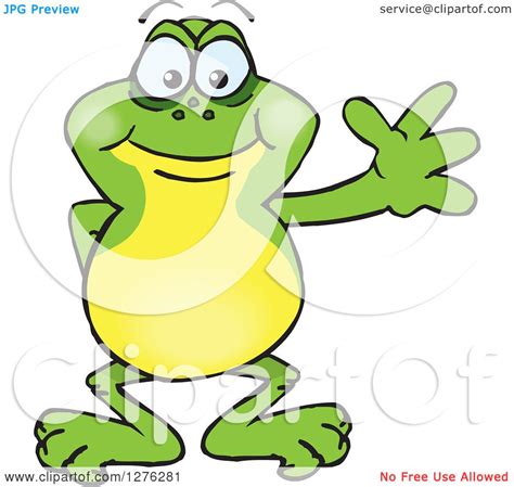 Clipart Of A Happy Frog Waving Royalty Free Vector Illustration By