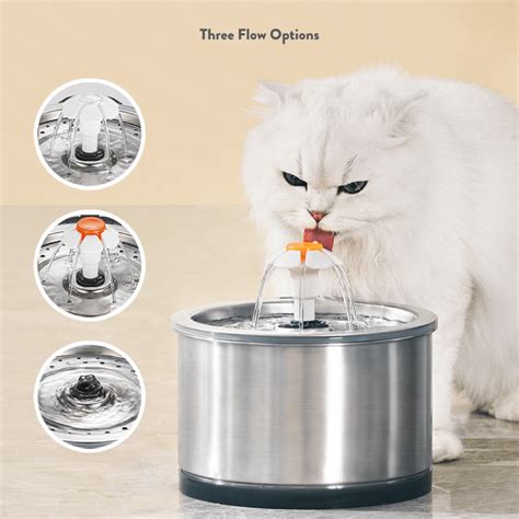 Petwant Stainless Steel Cat Water Fountain Modern Pets