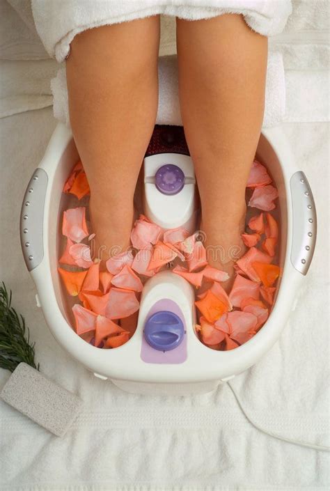 Feet In Spa Massage Bath Womens Feet In Massage Spa Bath With Flower