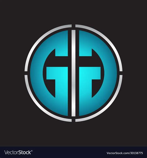 Gg Logo Initial With Circle Line Cut Design Vector Image