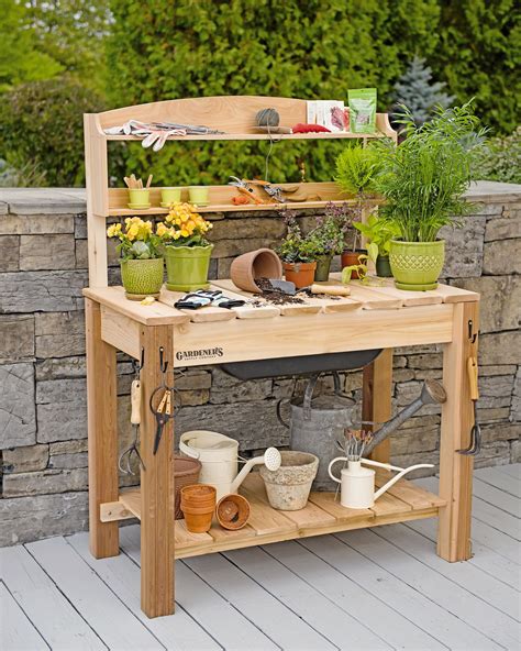 Gardening Tables Potting Bench Garden Planting Table In Unfinished