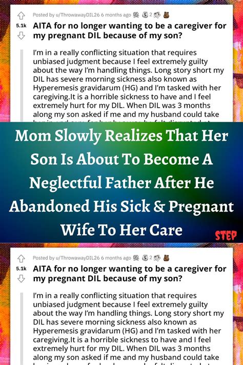Severe Morning Sickness Pregnant Wife Mom Son Caregiver Extreme