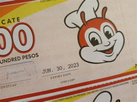 Jollibee T Certificates Tickets And Vouchers Store Credits On Carousell