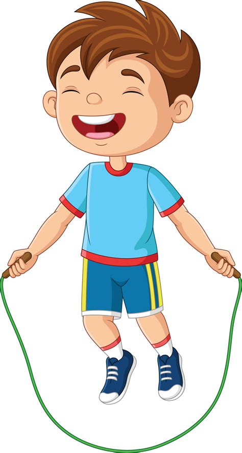 Niño Pequeño De Dibujos Animados Jugando A Saltar La Cuerda 15220243