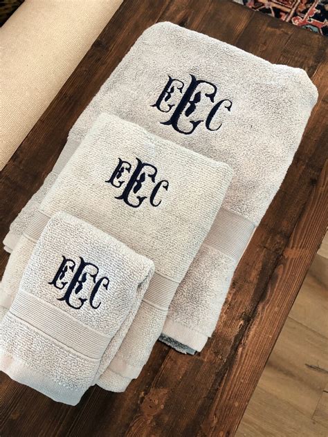Monogrammed Towel Set Bath Towel Personalized Towel Set Great Etsy