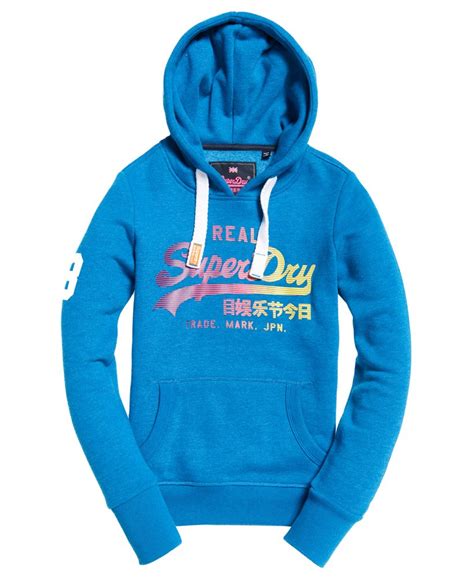 superdry vintage logo fade hoodie mit streifen damen hoodies