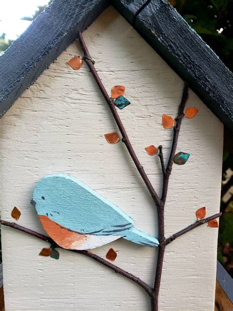 Colorful Handmade Wood Bird Feeder Easy Open Roof Featuring Etsy