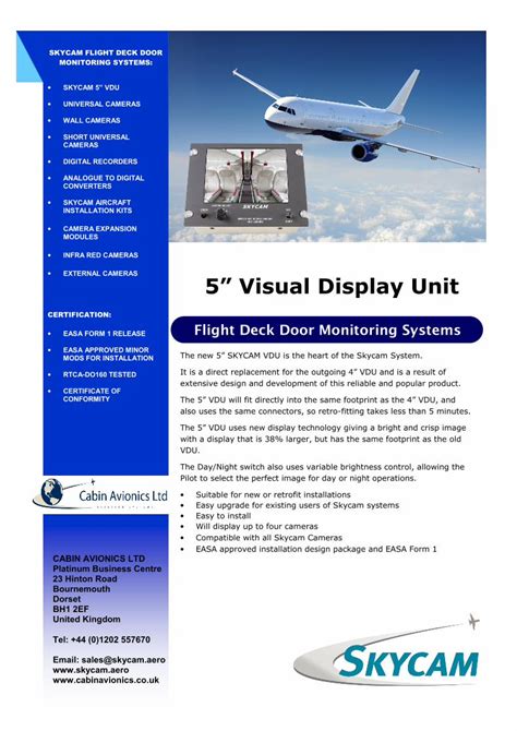 Pdf Skycam Visual Display Unit Brochure · 5” Visual Display Unit