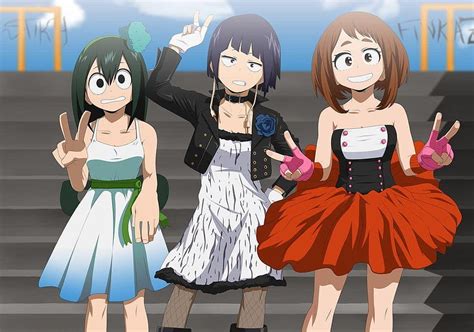 Uraraka Ochako Asui Tsuyu Yaoyorozu Momo Ashido Mina Jirou Kyouka Jirou And Momo Yaoyorozu