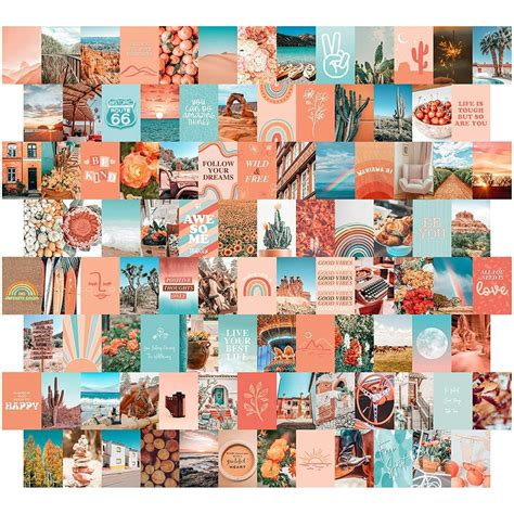 Artivo Peach Aesthetic Wall Collage Kit 100 Set 4x6 Inch