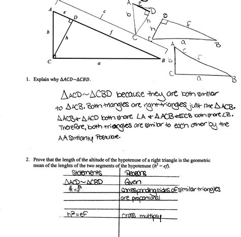 Simultaneously, the hypotenuse leg theorem is true for the right triangles only because. Geometric Mean Proof