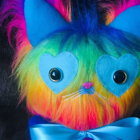 Rainbow Love Kitten Plush Cat Toy Ooak Doll Kawaii Plush Ugly Etsy