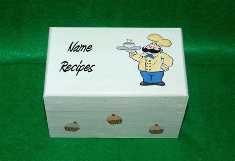 Hand Painted Wood Recipe Card Box Wedding Decorative Wood Box