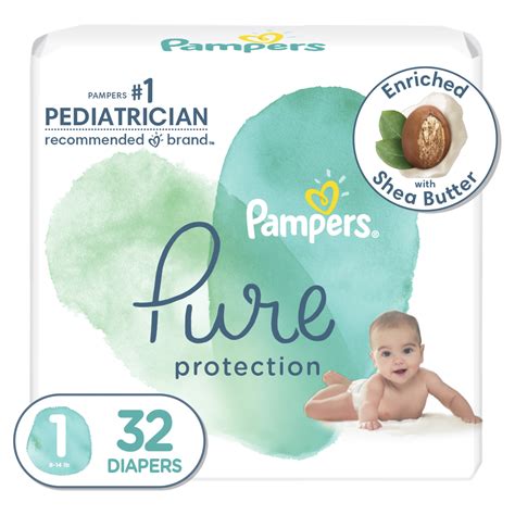 Pampers Pampers Pure Protection Natural Newborn Diapers Size 1 32