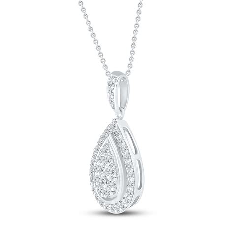 Teardrop Diamond Necklace 12 Ct Tw 10k White Gold 19 Kay