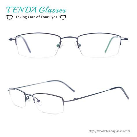 classic metal half rim rectangle spectacles men eyeglass frame for clear lenses myopia and reading