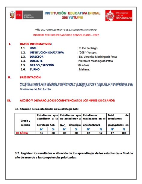 Modelo De Informe Tecnico Pedagogico Minedu Hot Sex Picture