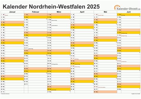 Feiertage 2025 Nordrhein Westfalen Kalender