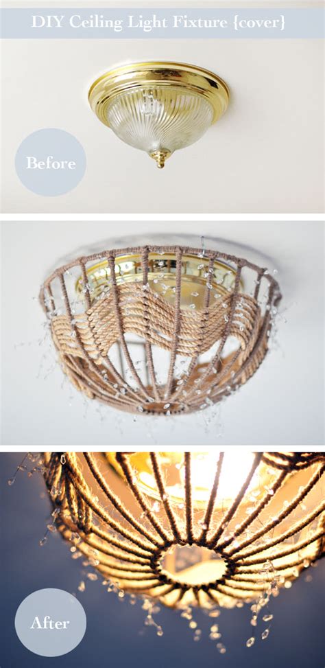 Diy Rope Pendant Lamp How To Disguise Old Ugly Ceiling