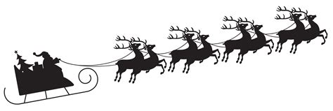Santa Claus Reindeer Christmas Clip Art Sleigh Silhouette Cliparts Png Download