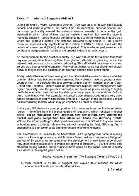 Case study (Answer) - Extract 3 What ails Singapore Airlines? During