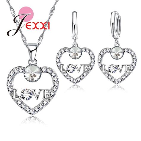 New Arrival Hollow Heart Love Crystal Jewelry Sets Fashion Cubic Zirconia Pendant Necklace