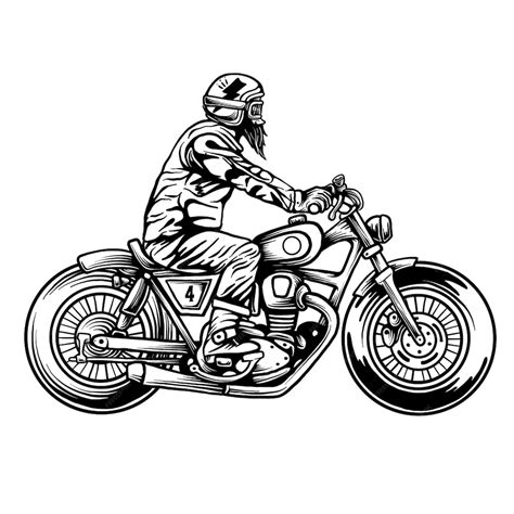 Premium Vector Motorcycle Side View Hand Drawn Classic Chopper Bike