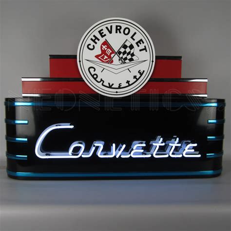 Theater Marquee Art Deco Corvette Neon Sign In Steel Can 9adcor