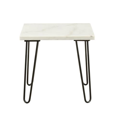 Acme Furniture Telestis Marble And Black End Table 84502 The Home Depot