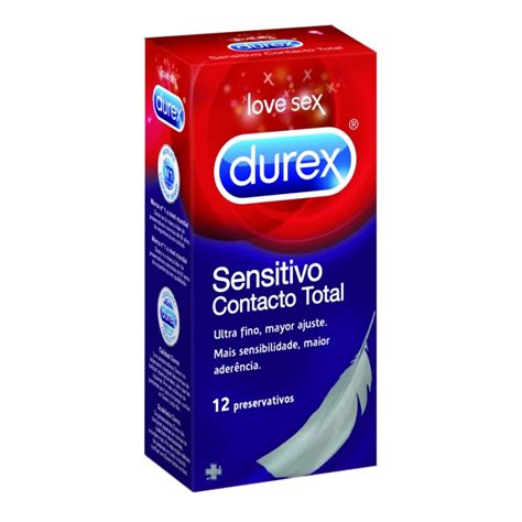 Love Sex Durex ® Sensitivo Contacto Total Ultrafino Mayor Ajuste Envase Con 12 Unidades