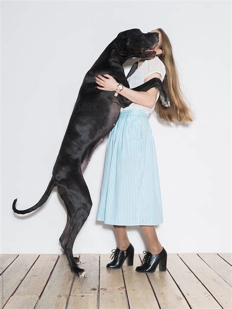 Woman And Her Big Dog By Danil Nevsky