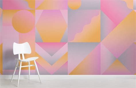 Orange And Pink Abstract Geometric Gradient Wallpaper Mural Hovia Uk