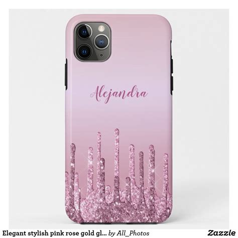 Elegant Stylish Pink Rose Gold Glitter Drips Case Mate Iphone Case