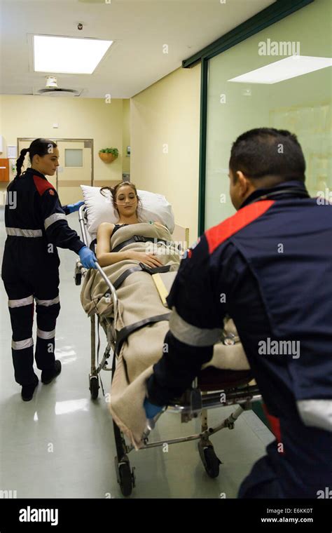 Paramedics Taking Patient To Hospital Casualty Stock Photo Alamy