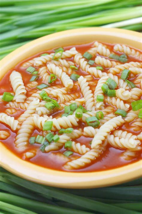 Tomato Soup With Pasta Stock Photo Image Of Vegetable 12496500