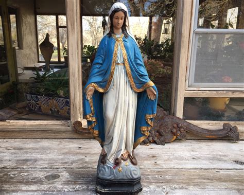 Large Chalkware Statue Of Virgin Mary Our Lady Of Grace Catholic Saint Mother Mary Bowed Head