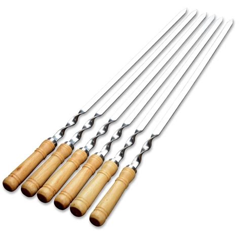 6pcs 55cm 215 Bbq Spies Rvs Shish Kebab Bbq Vork Grandado